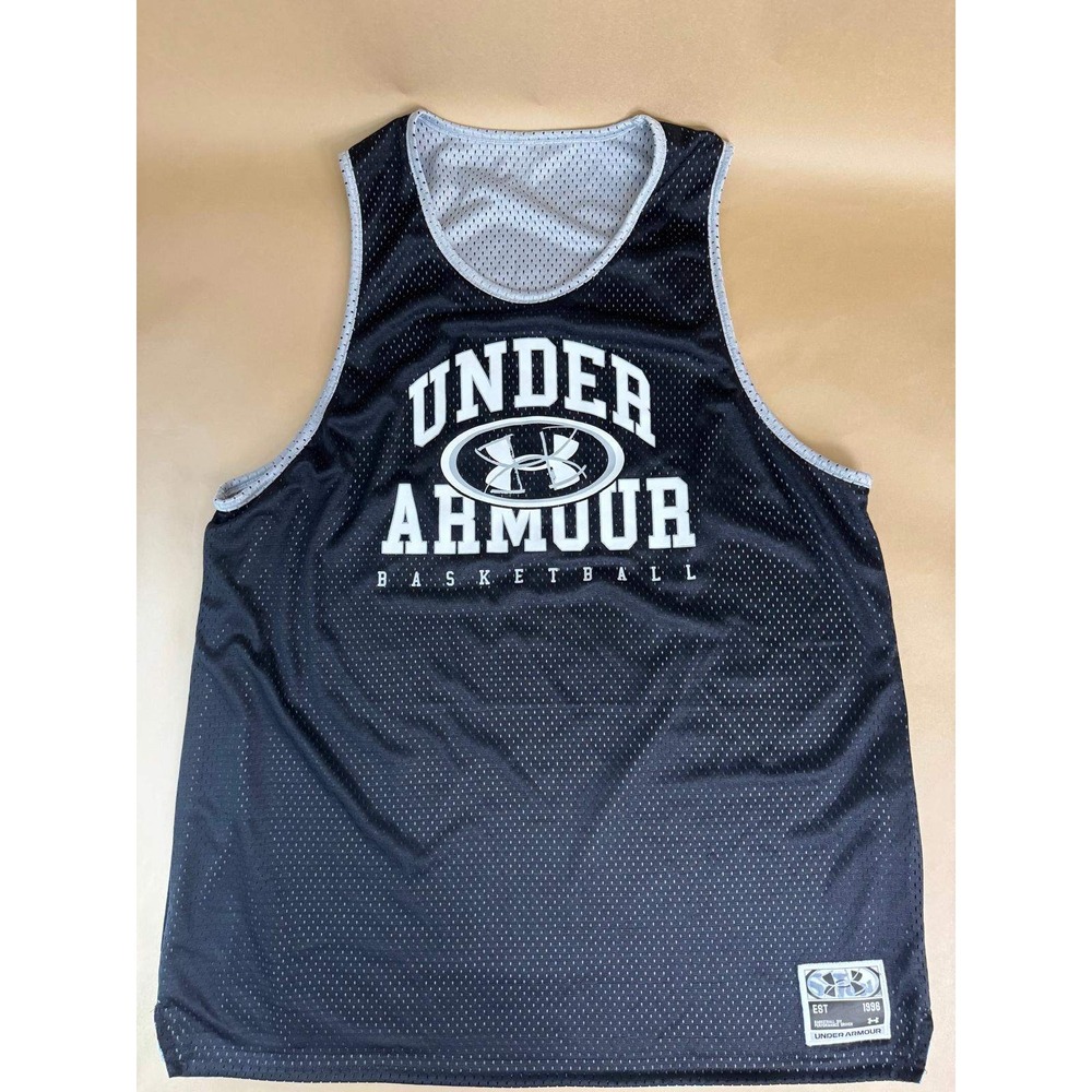 Under Armour Reversible Basketball Jersey Mens Large Black Grey Mesh